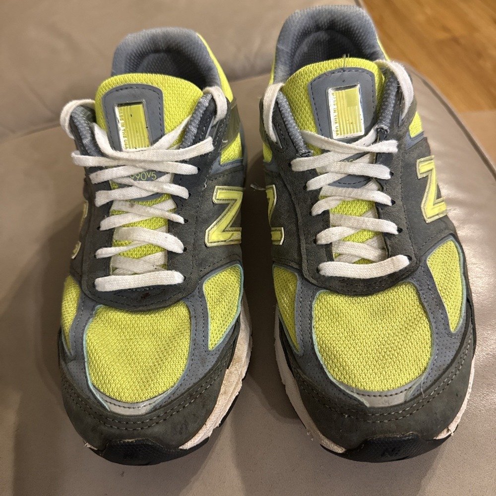 New Balance 990v5 Made In USA Shoes Womens Size 9 D Grey Yellow Classic Sneakers